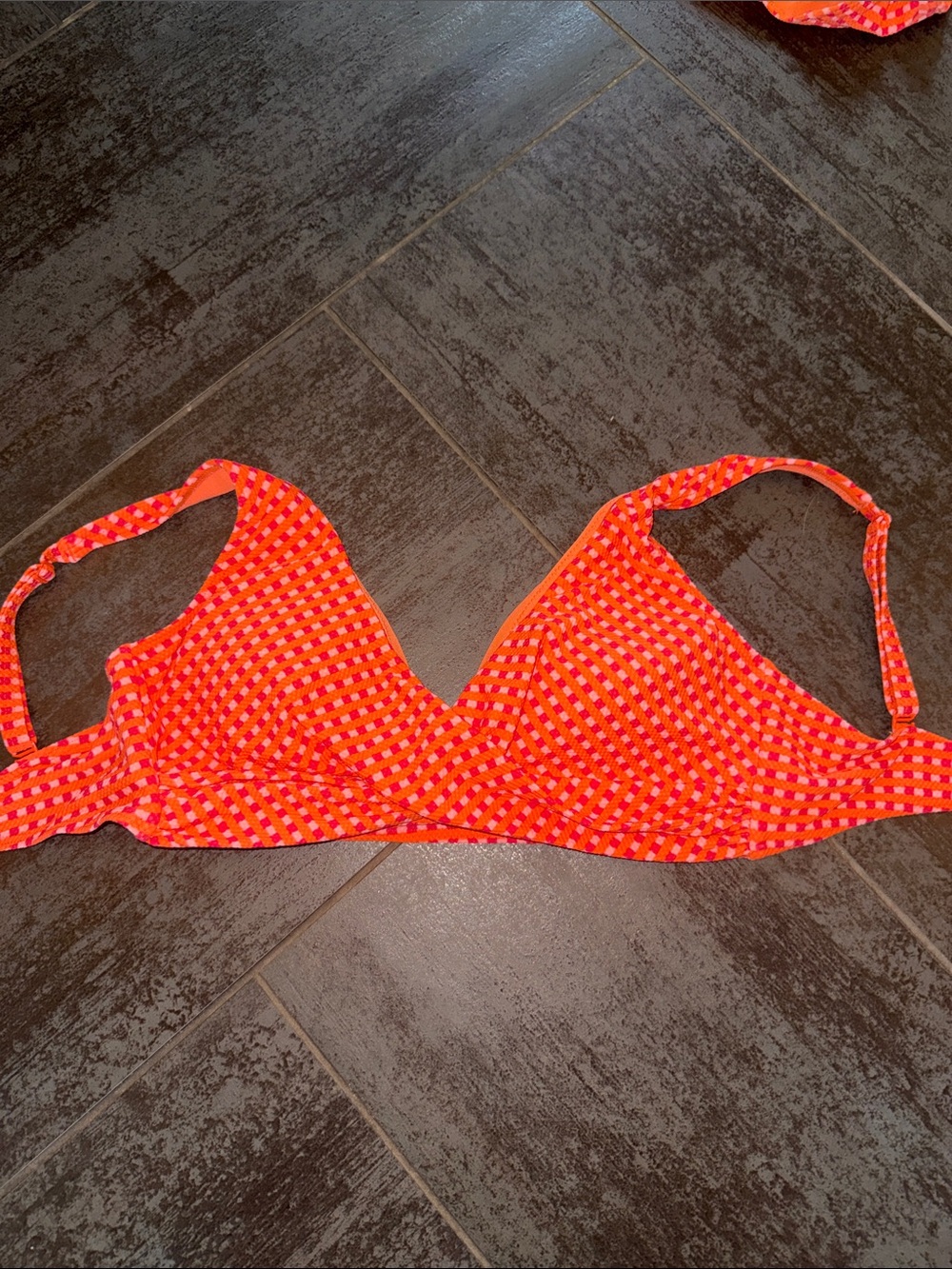 Sea level Australia Bright Red and Pink Check Bikini Top